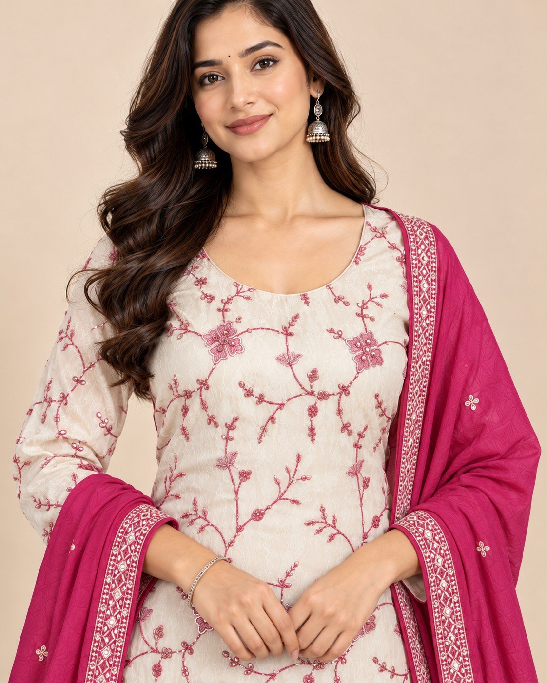 Ivory Thread Jaal Embroidered Unstitched Suit Set - Image 7