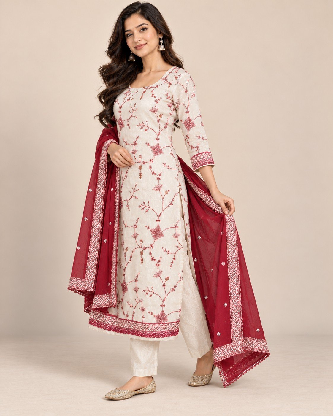 Ivory Thread Jaal Embroidered Unstitched Suit Set - Image 12
