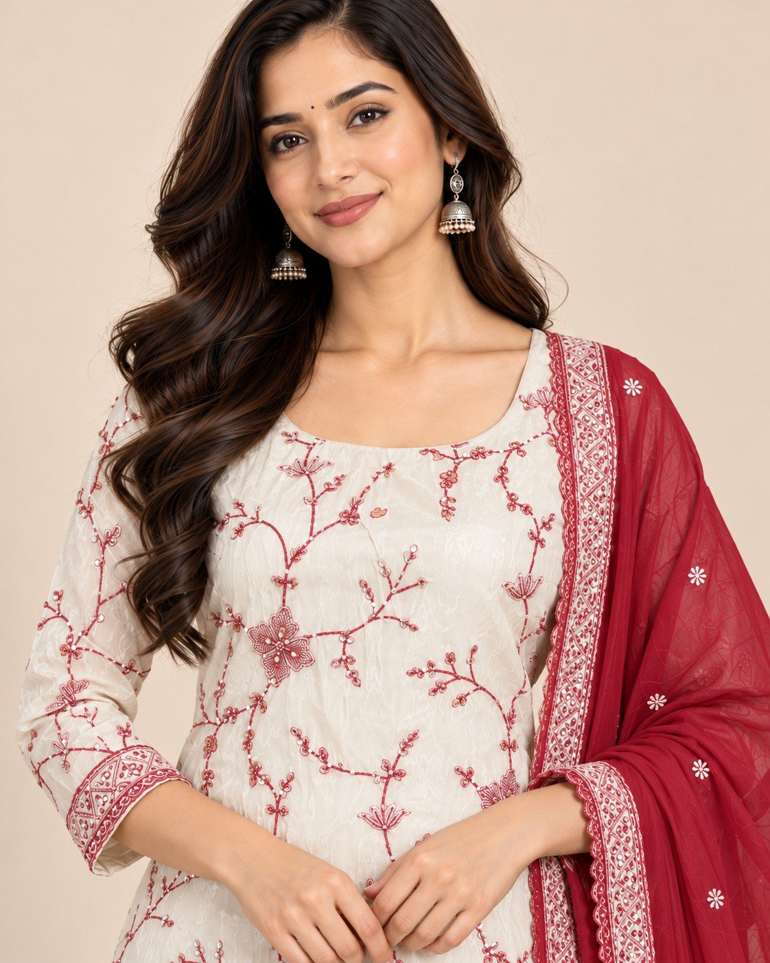 Ivory Thread Jaal Embroidered Unstitched Suit Set - Image 13