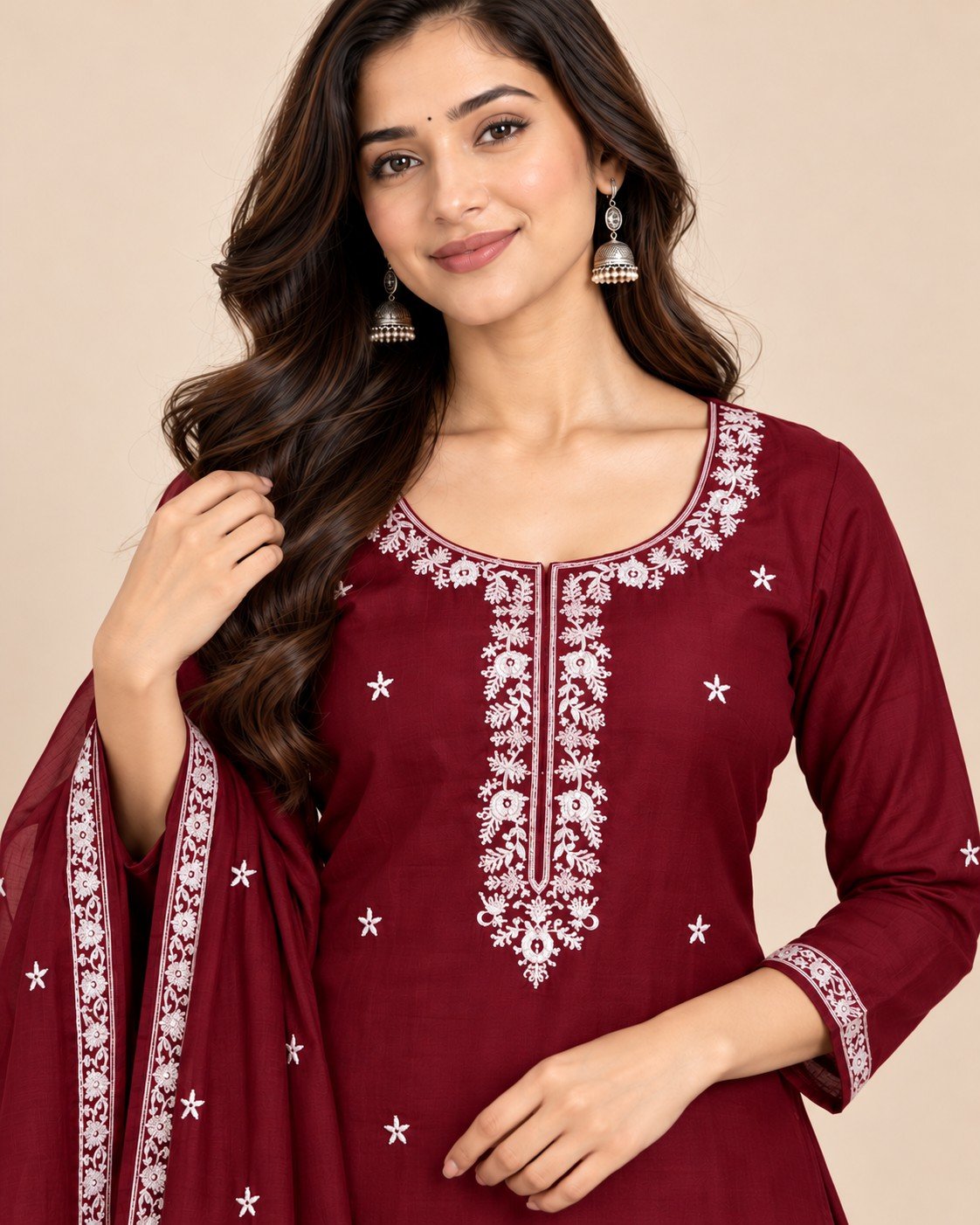 Peacock Embroidered Georgette Unstitched Suit Set - Image 10