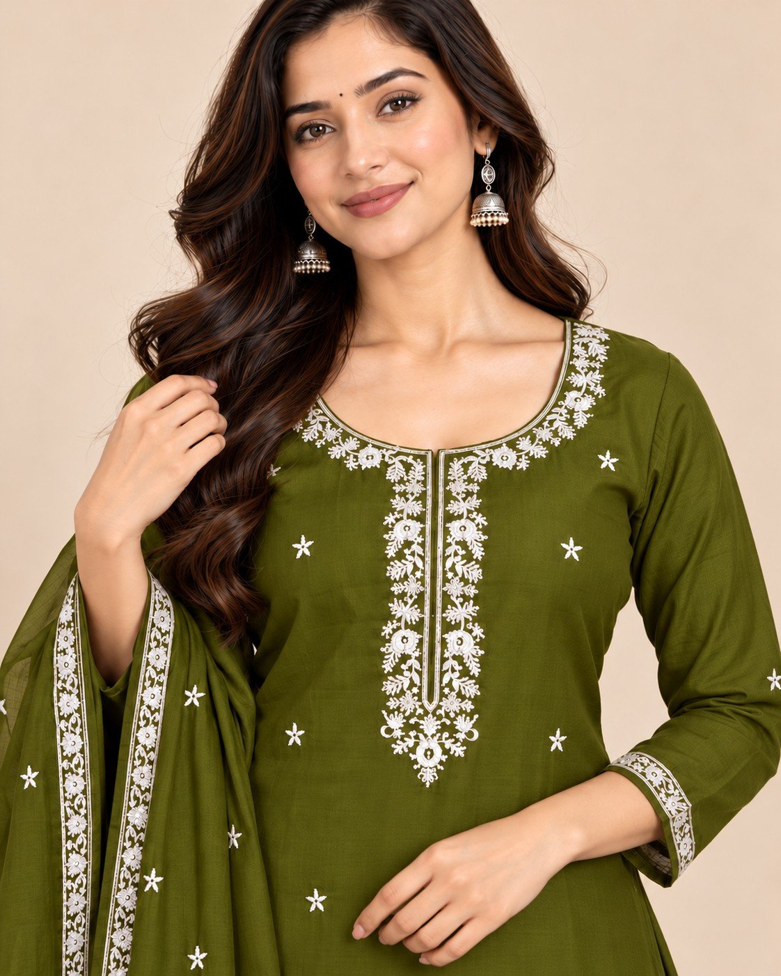 Peacock Embroidered Georgette Unstitched Suit Set - Image 13