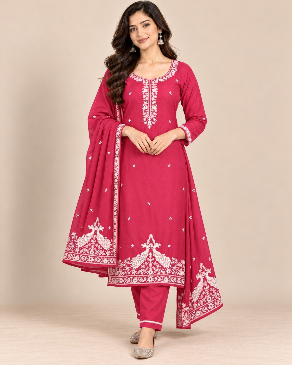 Peacock Embroidered Georgette Unstitched Suit Set - Image 14