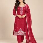 Peacock Embroidered Georgette Unstitched Suit Set