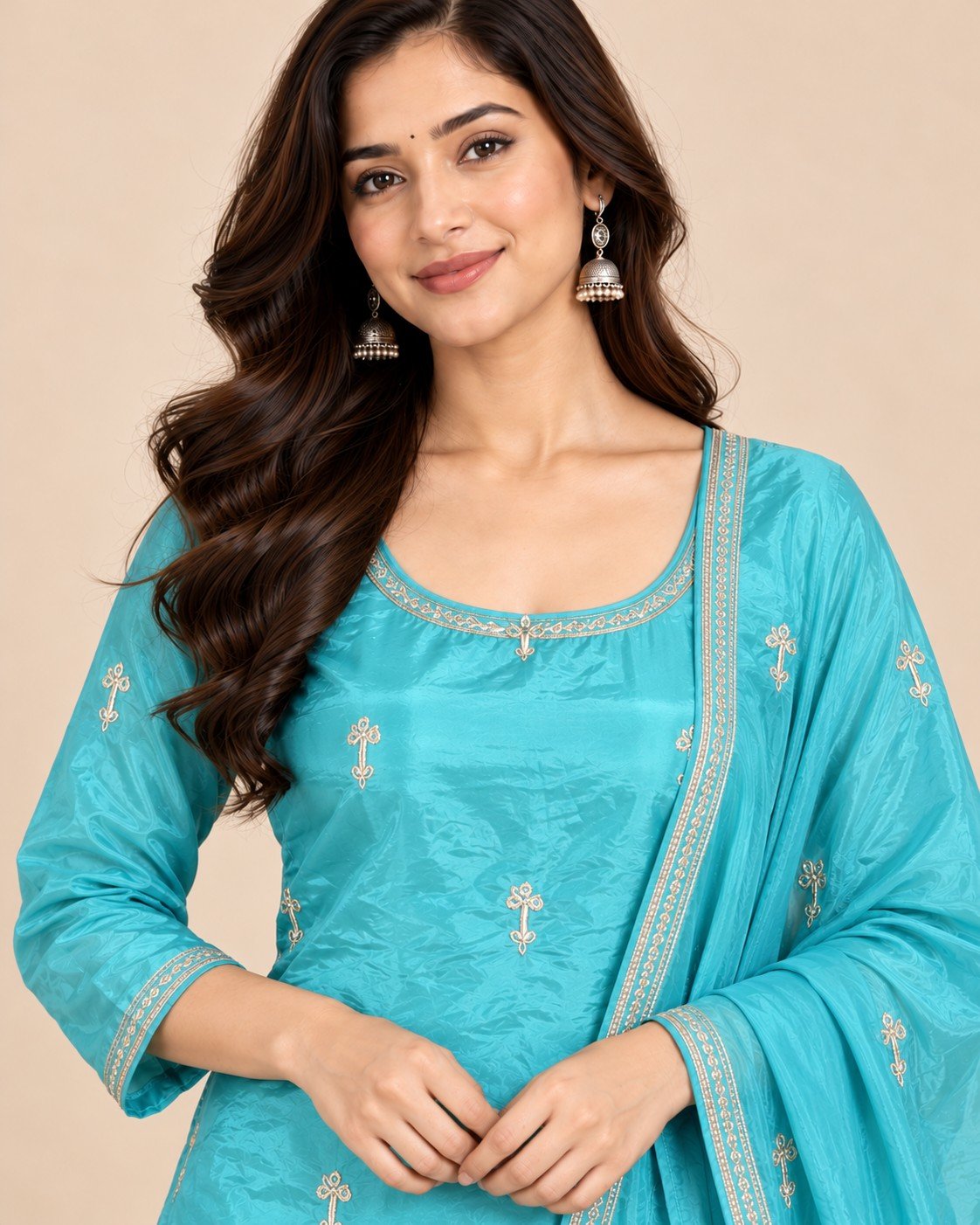 Tissue Silk Zari Border Unstitched Suit Set - Image 7