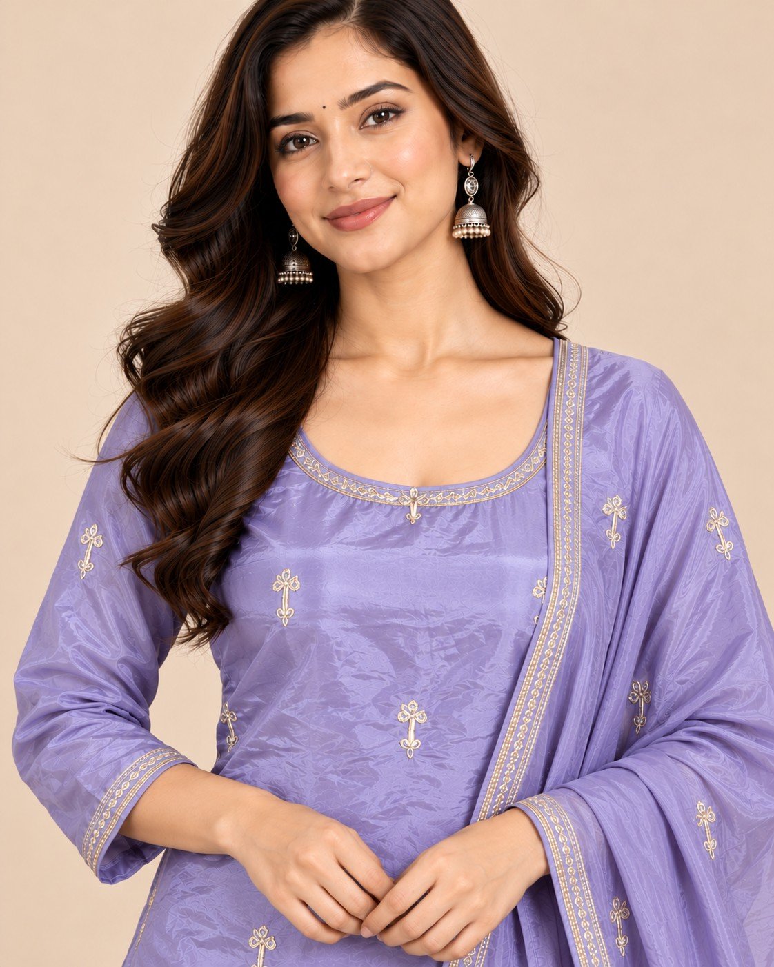 Tissue Silk Zari Border Unstitched Suit Set - Image 10