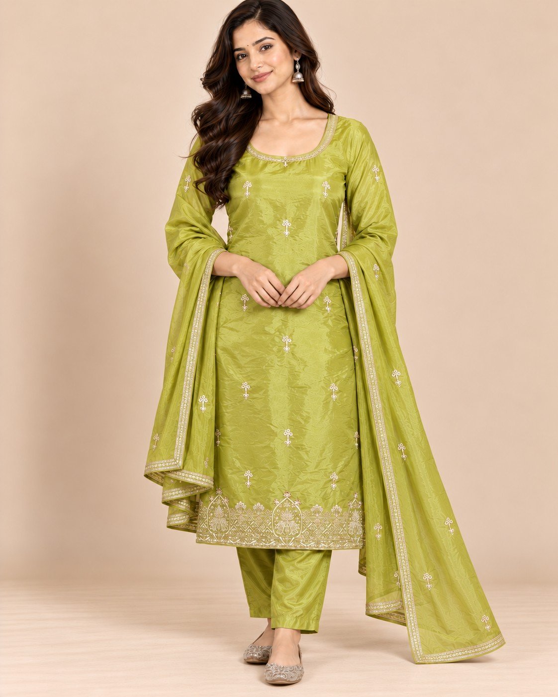 Tissue Silk Zari Border Unstitched Suit Set - Image 11