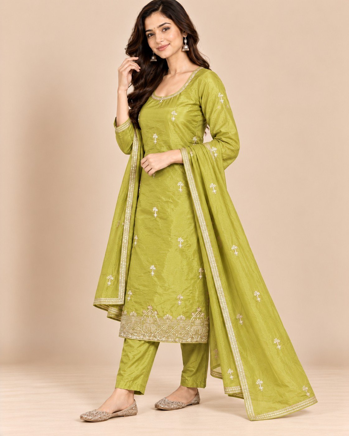 Tissue Silk Zari Border Unstitched Suit Set - Image 12