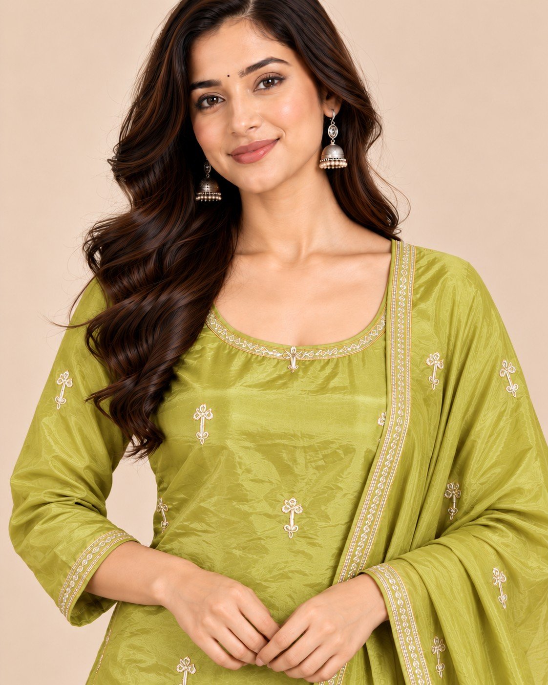 Tissue Silk Zari Border Unstitched Suit Set - Image 13