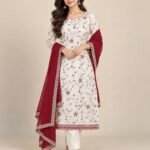 Ivory Floral Jaal Embroidered Unstitched Suit Set