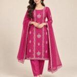 Zari Buta Embroidered Silk Unstitched Suit Set