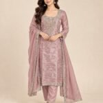 Handwork Neckline Tissue Unstitched Suit Set
