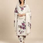 Rose Print Embellished Unstitched Suit Set