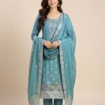 Floral Embroidered Tissue Unstitched Suit Set