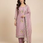 Multicolour Floral Motif Organza Unstitched Suit Set