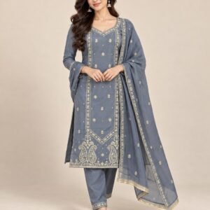 Paisley Zari Embroidered Organza Unstitched Suit Set
