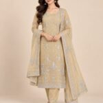 Silver Thread Embroidered Organza Unstitched Suit Set