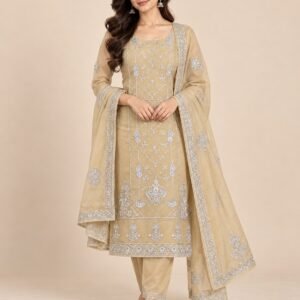 Silver Thread Embroidered Organza Unstitched Suit Set