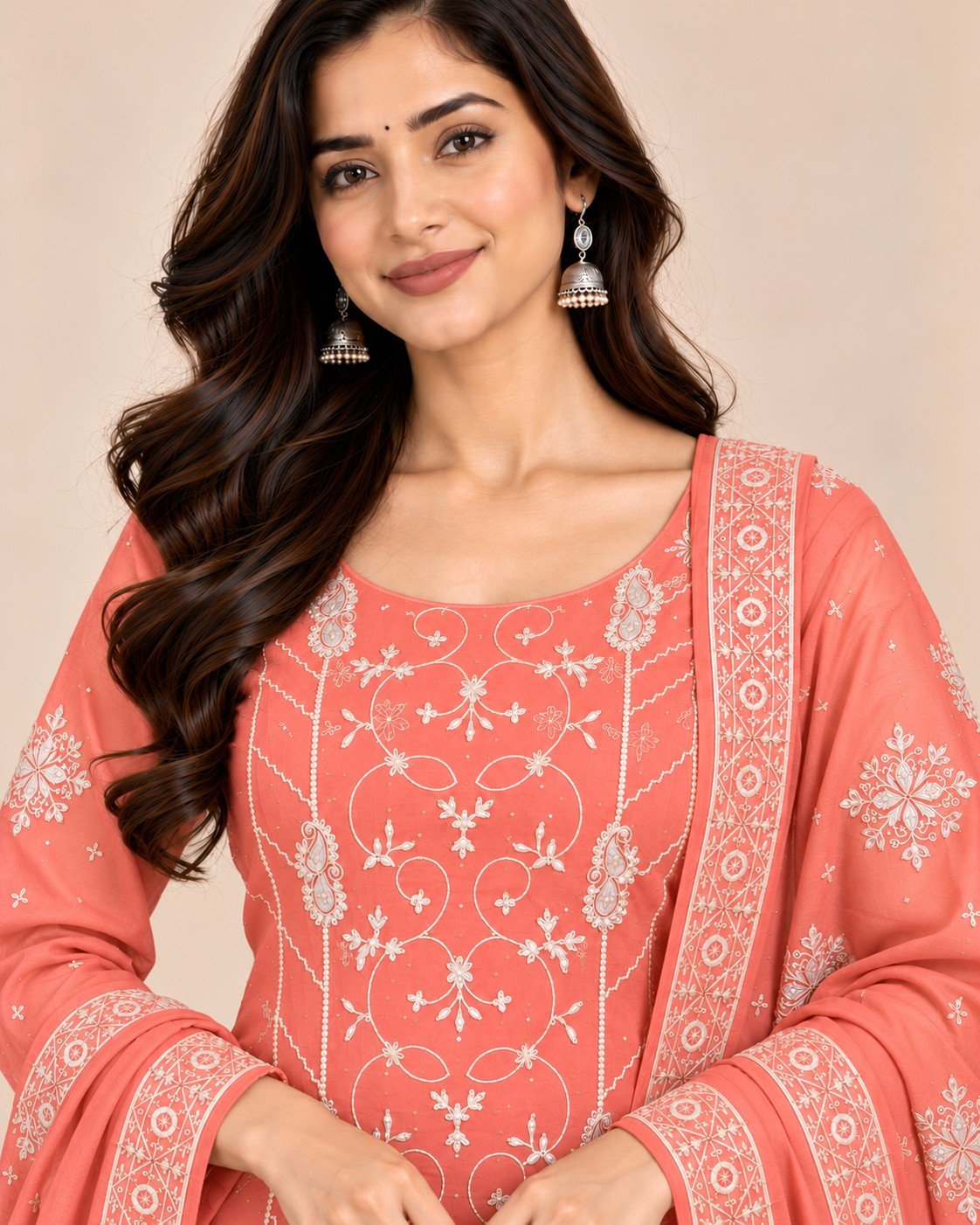 Silver Thread Embroidered Organza Unstitched Suit Set - Image 16