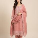 Chikankari Style Embroidered Unstitched Suit Set