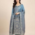 Zari Booti Organza Unstitched Suit Set