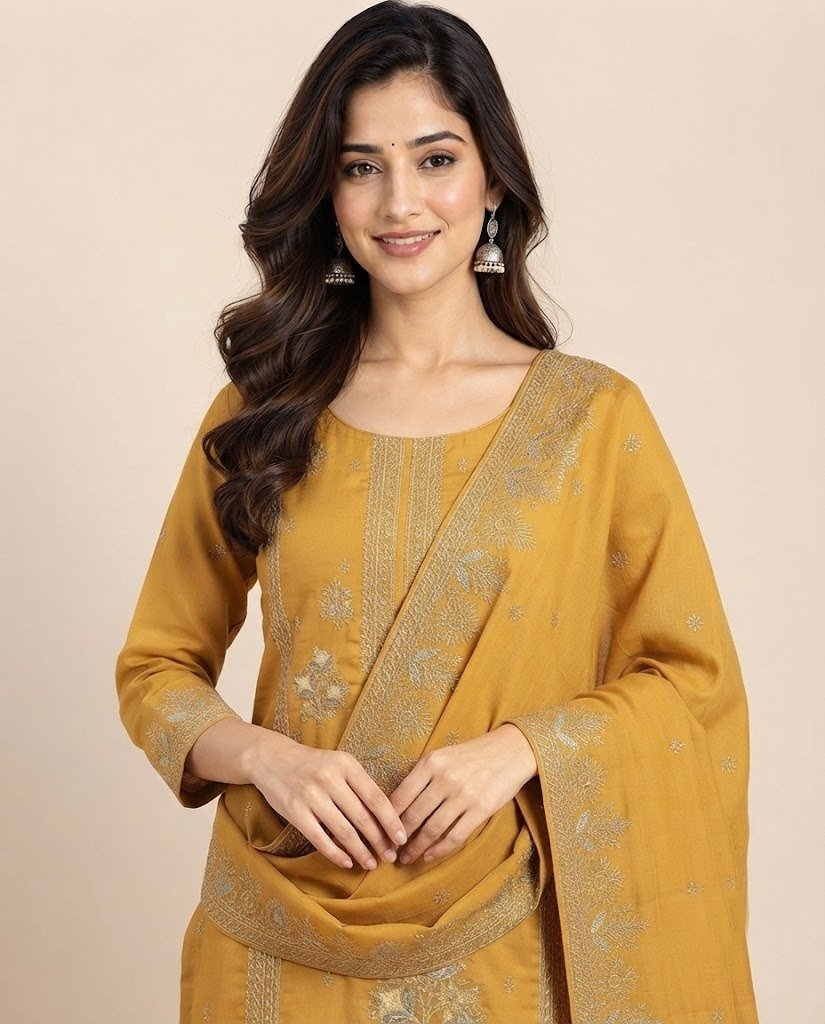 Zari Booti Organza Unstitched Suit Set - Image 7