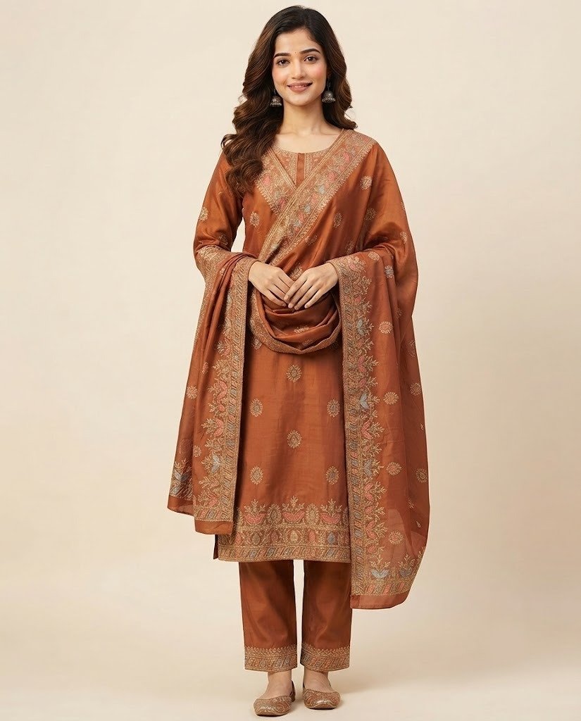 Zari Booti Organza Unstitched Suit Set - Image 11