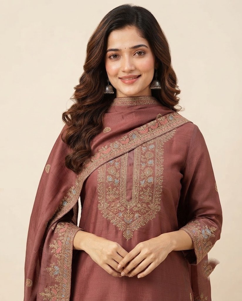 Zari Booti Organza Unstitched Suit Set - Image 13