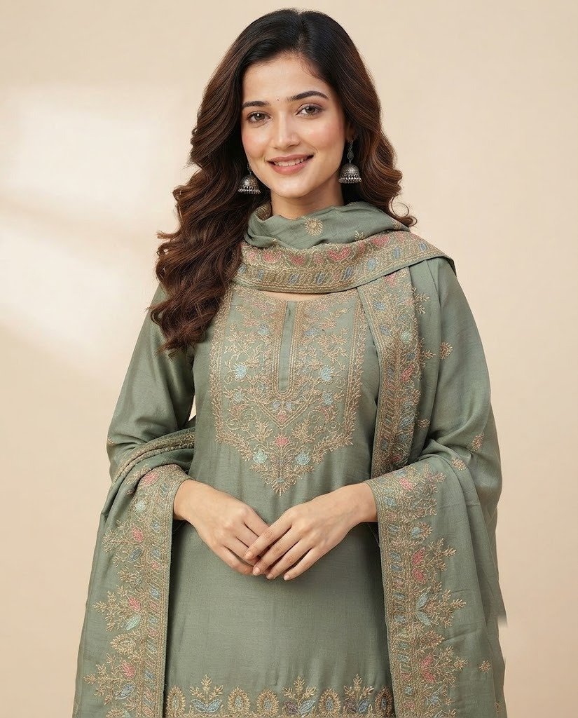 Zari Booti Organza Unstitched Suit Set - Image 10