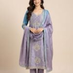 Lotus Handwork Tissue Unstitched Suit Set