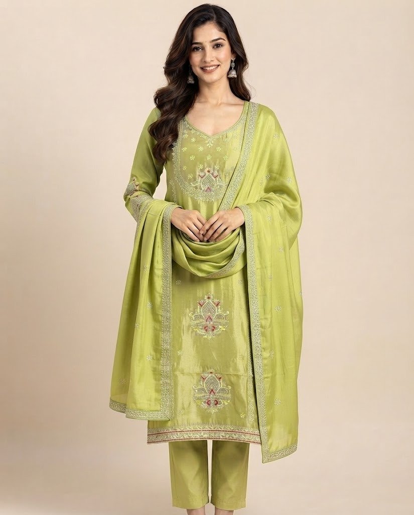 Lotus Handwork Tissue Unstitched Suit Set - Image 11