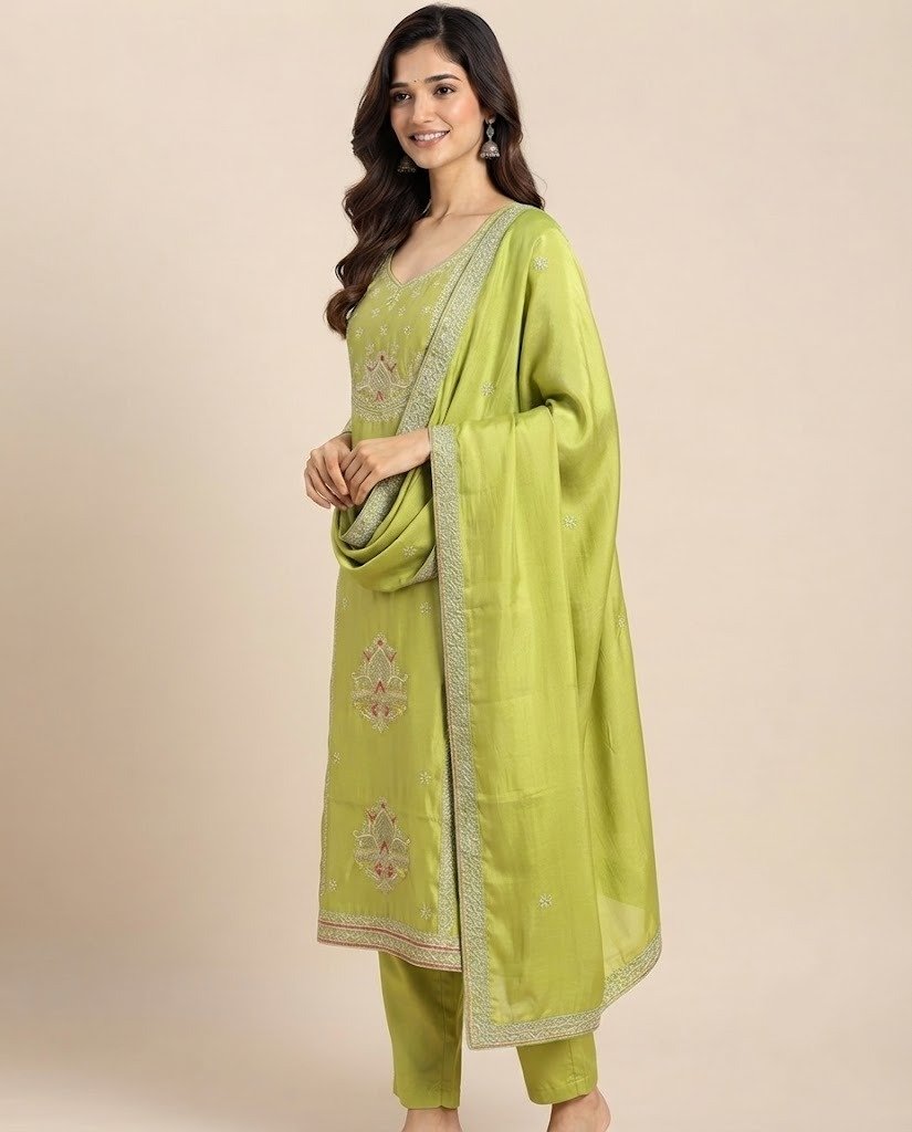Lotus Handwork Tissue Unstitched Suit Set - Image 12