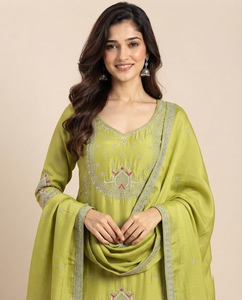 Lotus Handwork Tissue Unstitched Suit Set - Image 13
