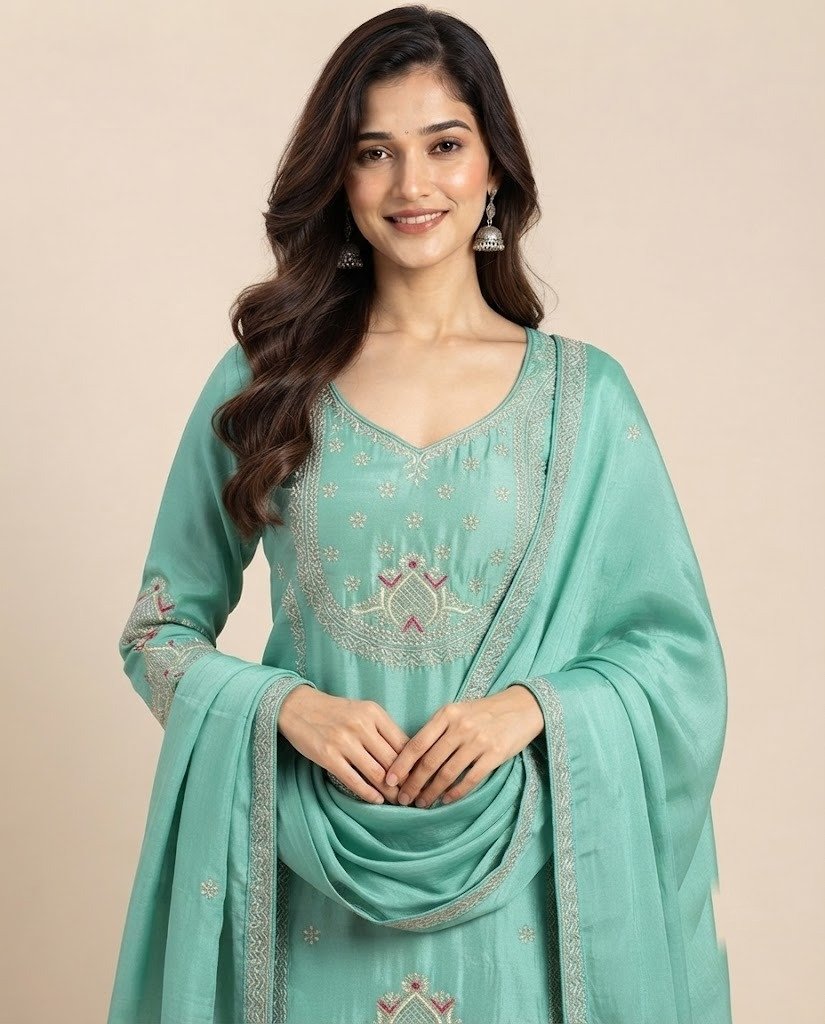 Lotus Handwork Tissue Unstitched Suit Set - Image 10