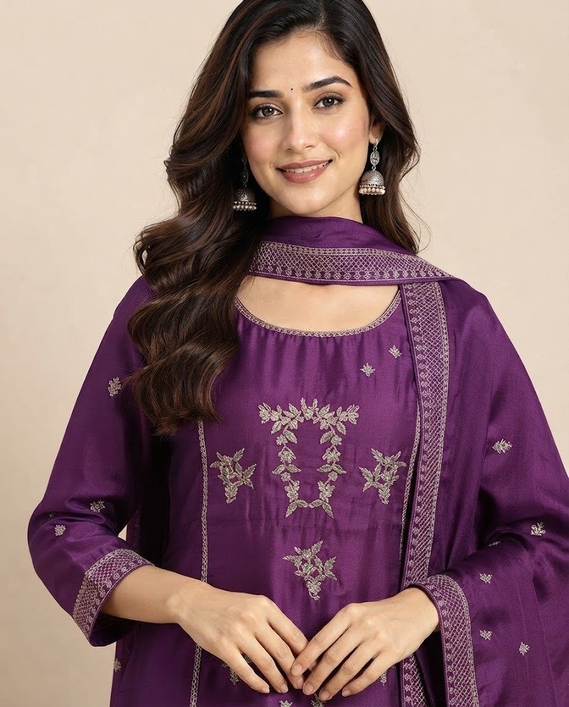 Peacock Handwork Silk Unstitched Suit Set - Image 7