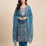 Floral Print Embroidered Muslin Unstitched Suit Set