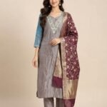 Tissue Kurta with Banarasi Dupatta Unstitched Suit Set