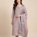 Shimmer Tissue Handwork Unstitched Suit Set