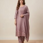 Floral Embroidered Chanderi Unstitched Suit Set